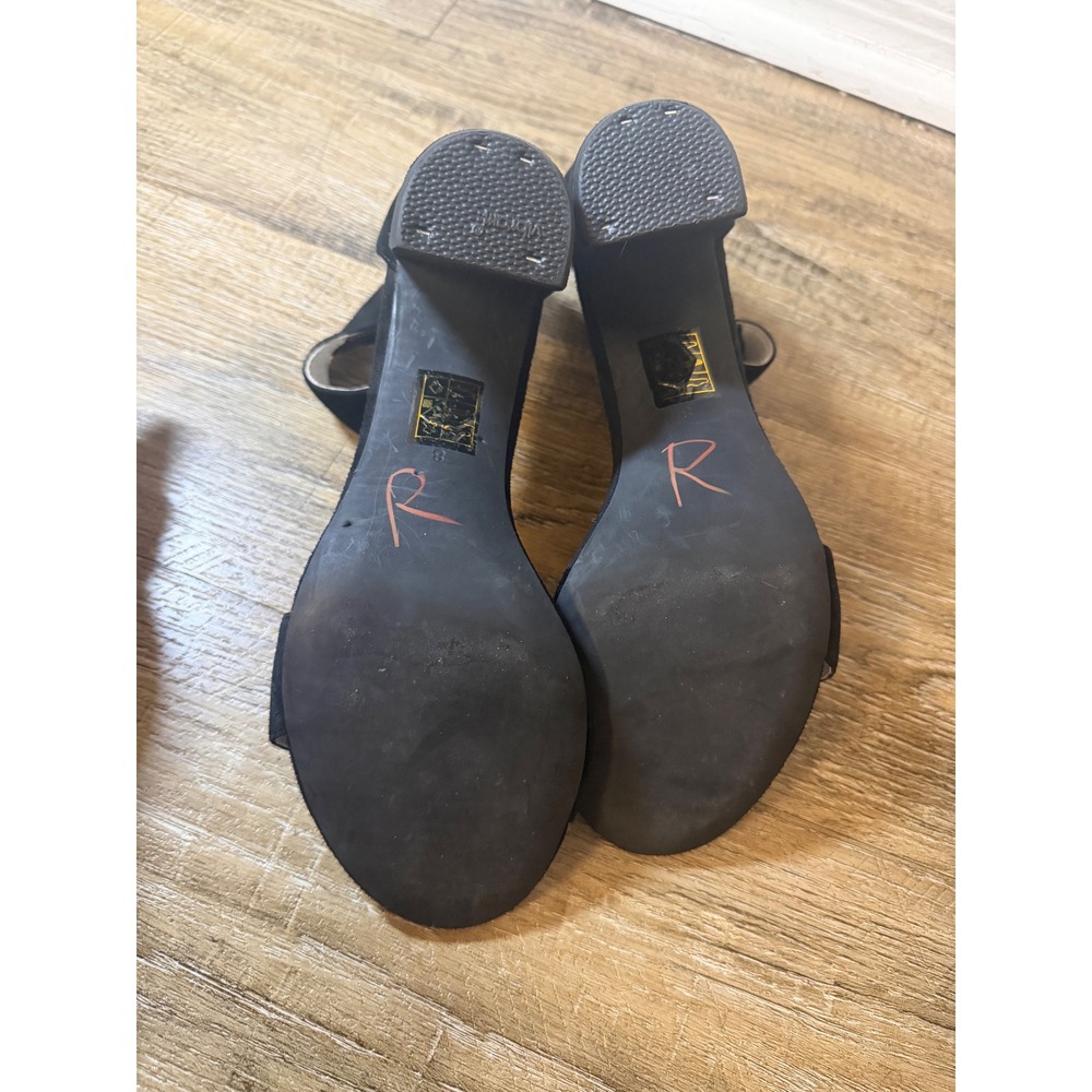 Jeffrey Campbell Lindsay Black Suede Block Heel Sandals Size 8 Minimalist Chunky - Picture 5 of 10